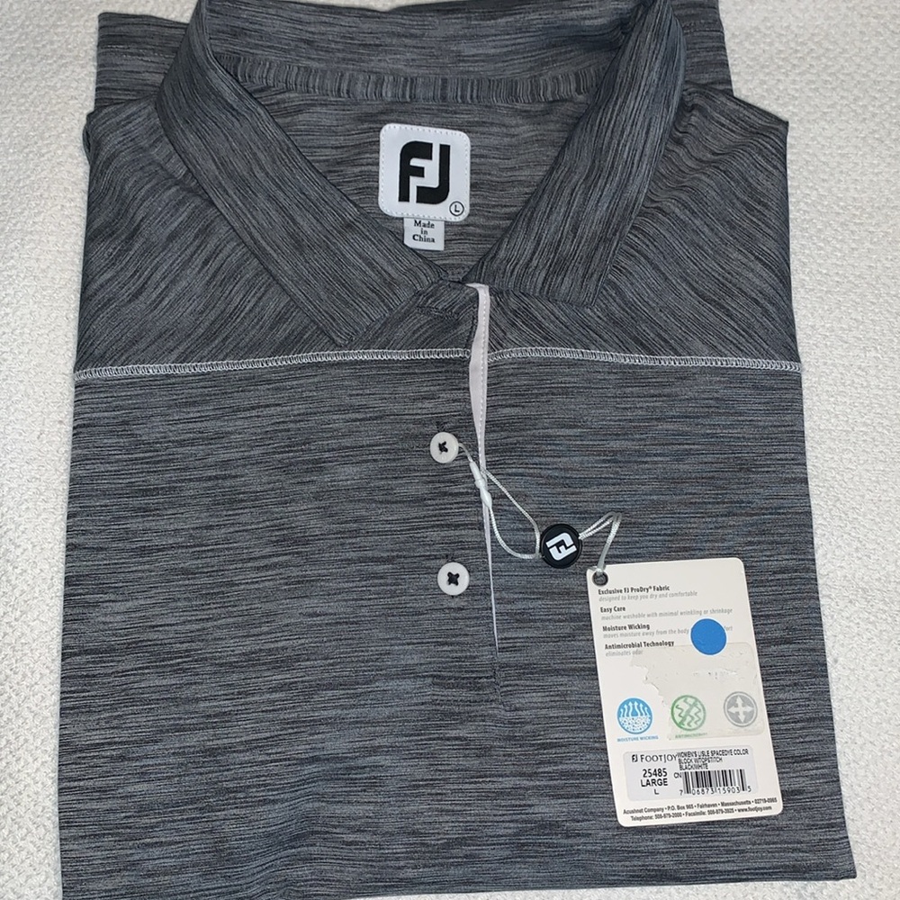 FOOTJOY Lisle spacedye black/white shirt sleeve golf shirt